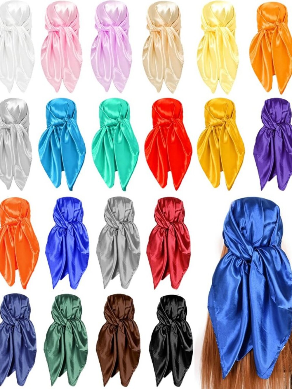 35" Large Satin Head Scarf - Silk Feel Fashion Hair Wraps for Women & Girls